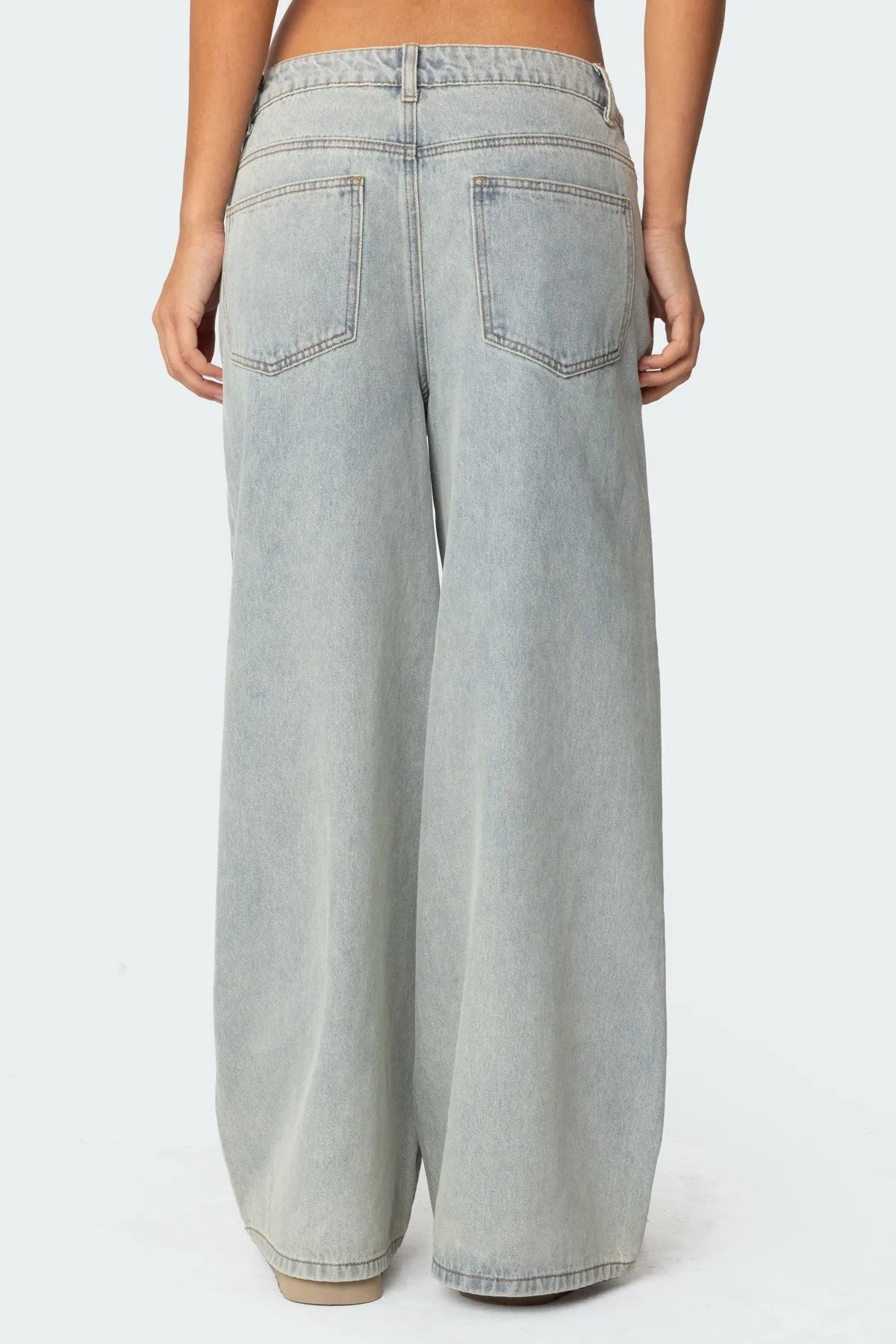 Side Stripe Washed Low Rise Baggy Jeans sold by Edikted product image thumbnail 5