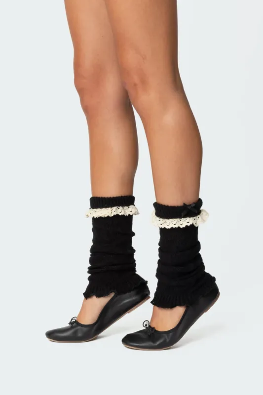 Lacey Frill Knit Leg Warmers sold by Edikted