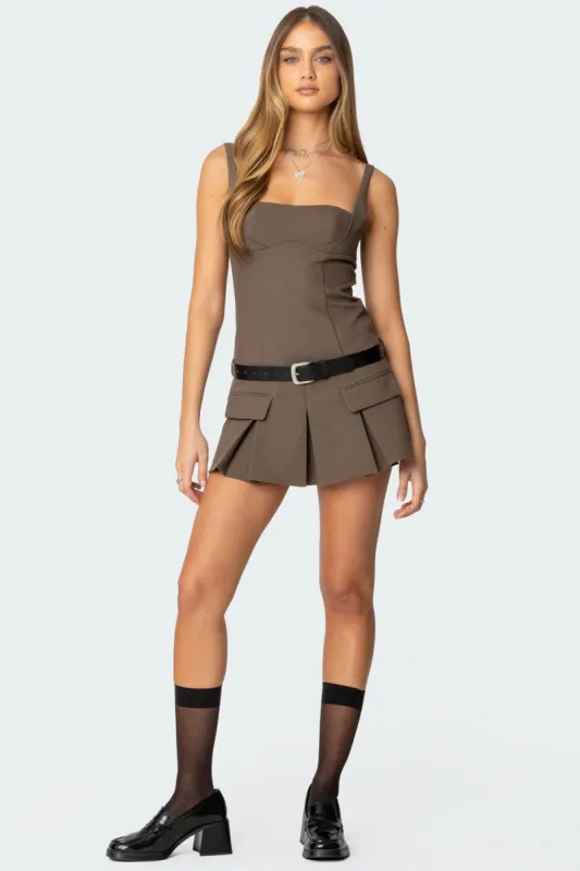 Callie Drop Waist Pleated Mini Dress sold by Edikted