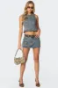 Quinlan Denim Cargo Mini Skirt sold by Edikted