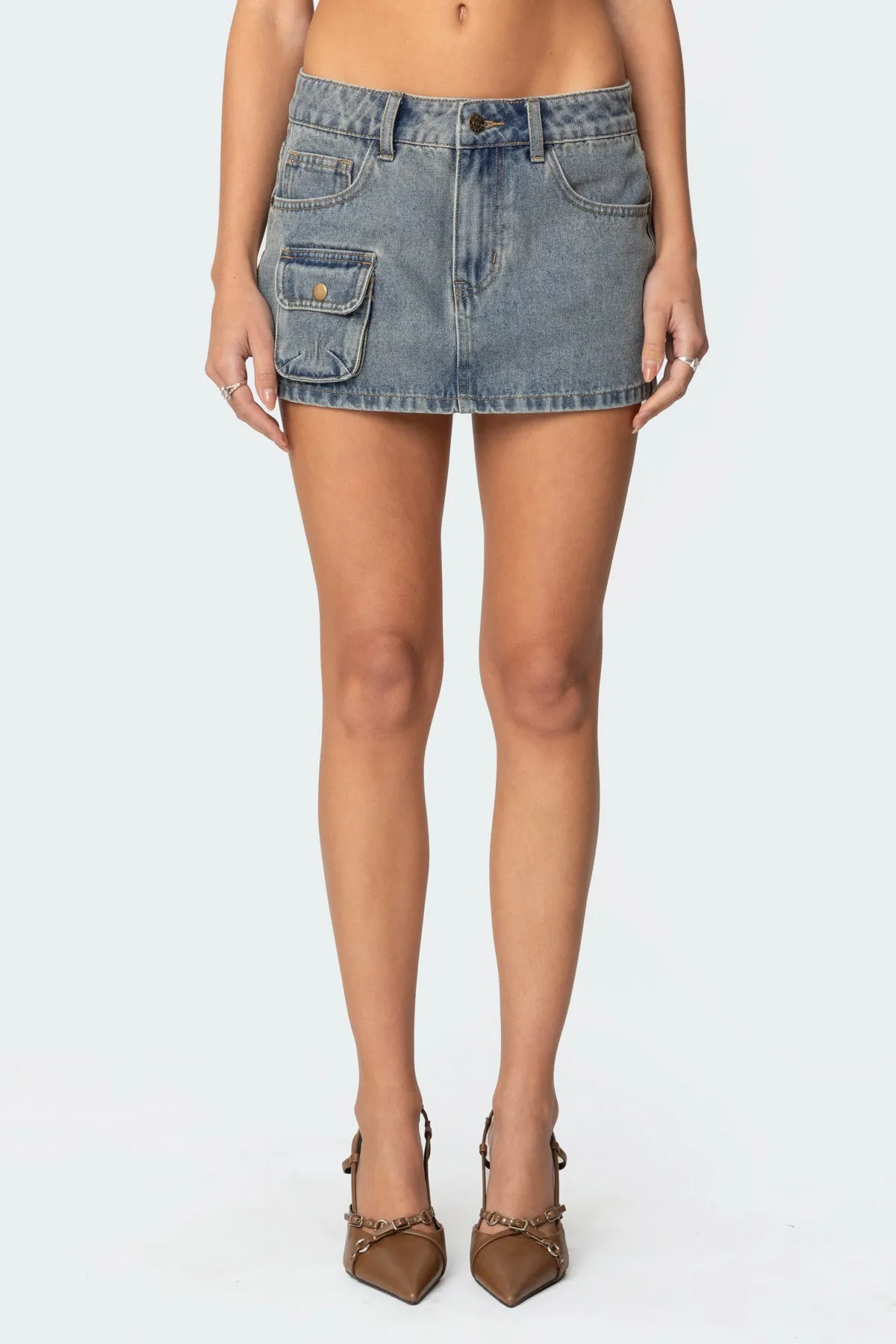 Quinlan Denim Cargo Mini Skirt sold by Edikted product image thumbnail 2
