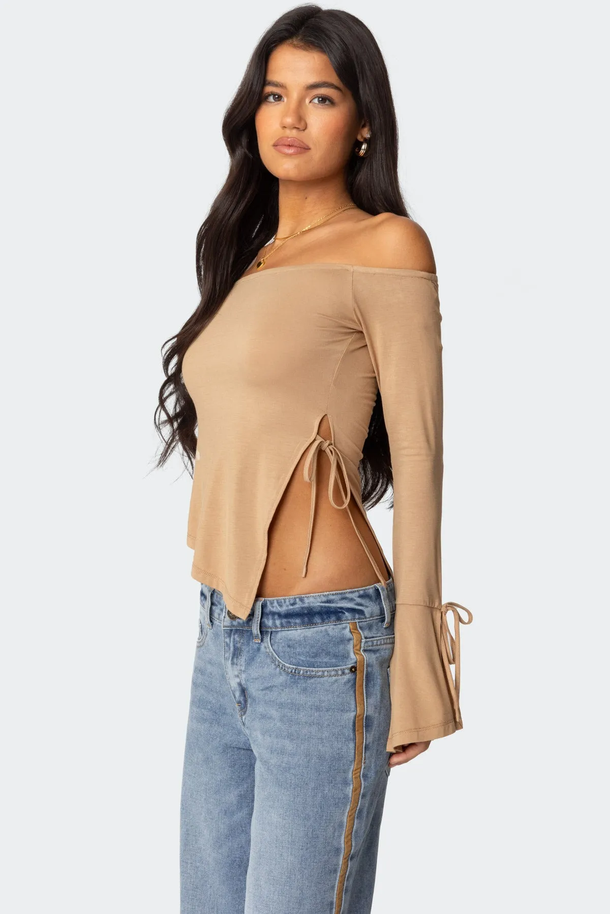 Jeni Asymmetric Off Shoulder Top sold by Edikted product image thumbnail 3