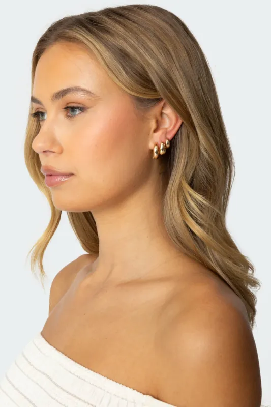 Chunky Hoop Earring Set sold by Edikted