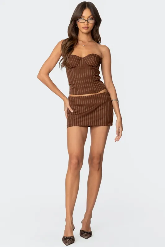 Jennifer Pinstripe Mini Skort sold by Edikted