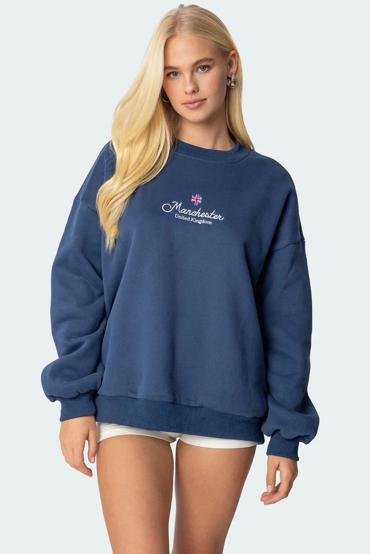 Manchester Embroidered Oversized Sweatshirt sold by Edikted