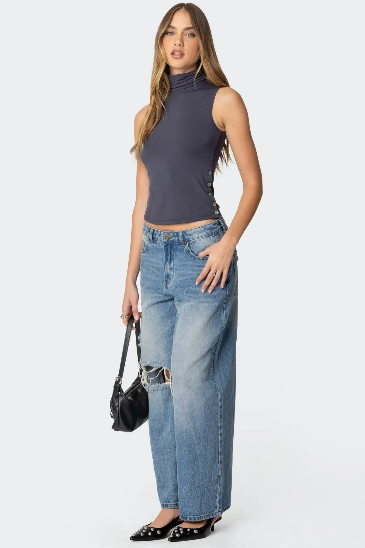 Coral Turtle Neck Top sold by Edikted product image thumbnail 2