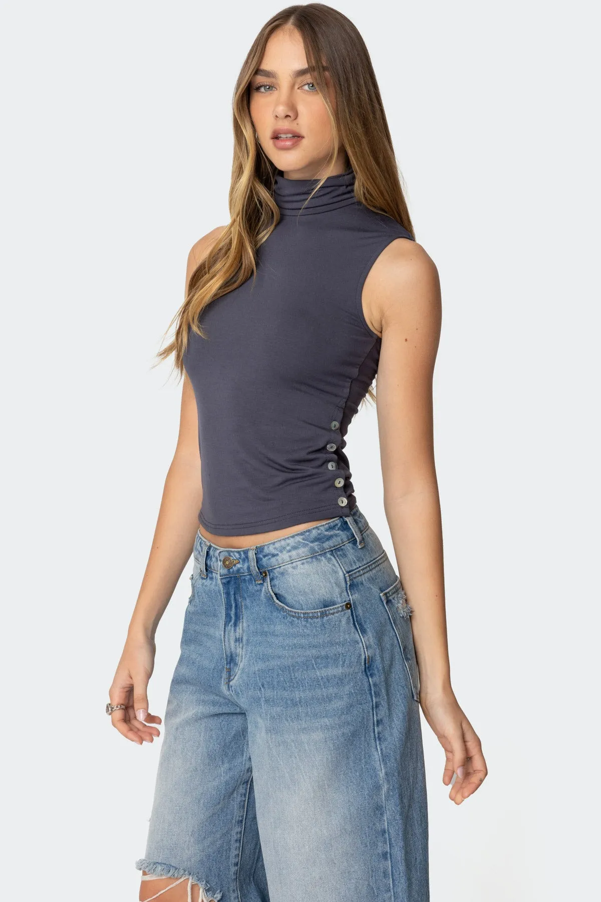 Coral Turtle Neck Top sold by Edikted product image thumbnail 4