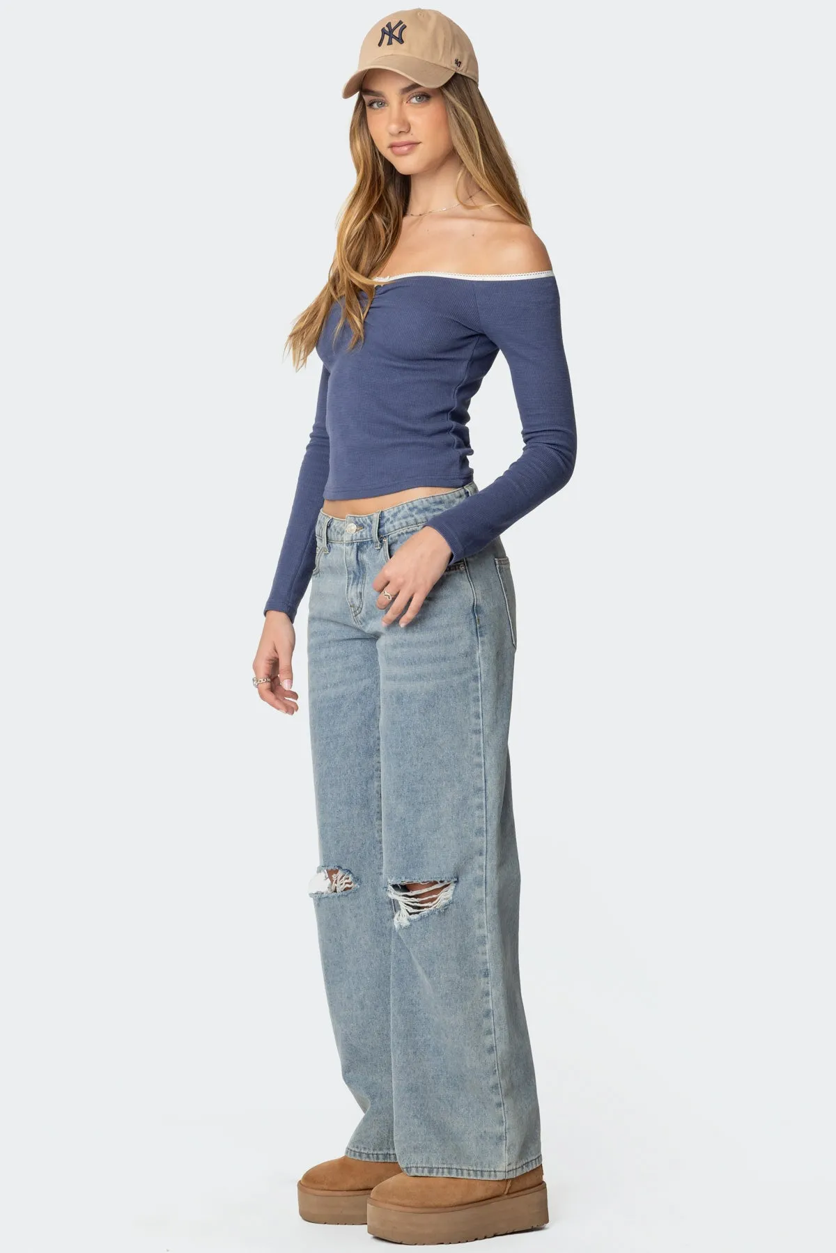 Tal Ruched Off Shoulder Top sold by Edikted product image thumbnail 3