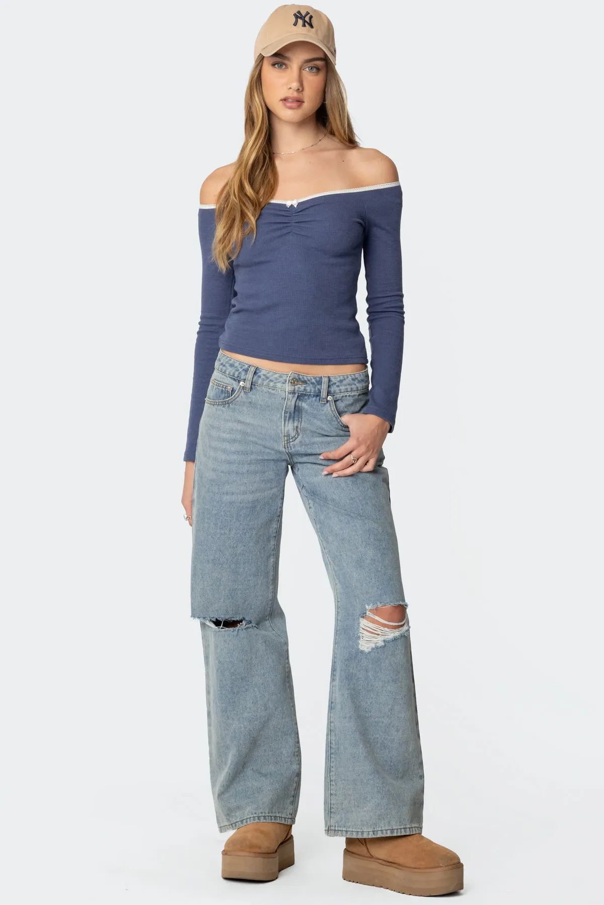 Tal Ruched Off Shoulder Top sold by Edikted product image thumbnail 2