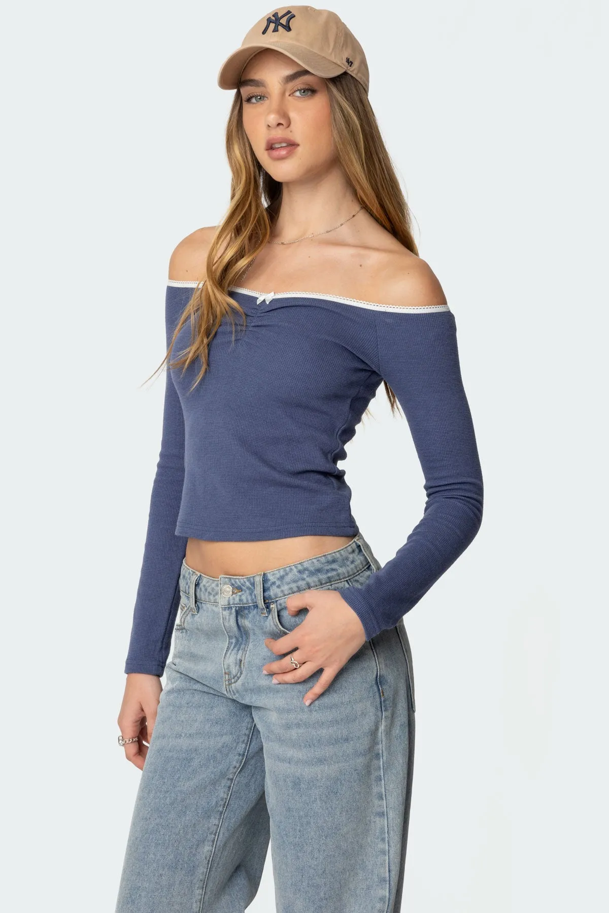 Tal Ruched Off Shoulder Top sold by Edikted product image thumbnail 5