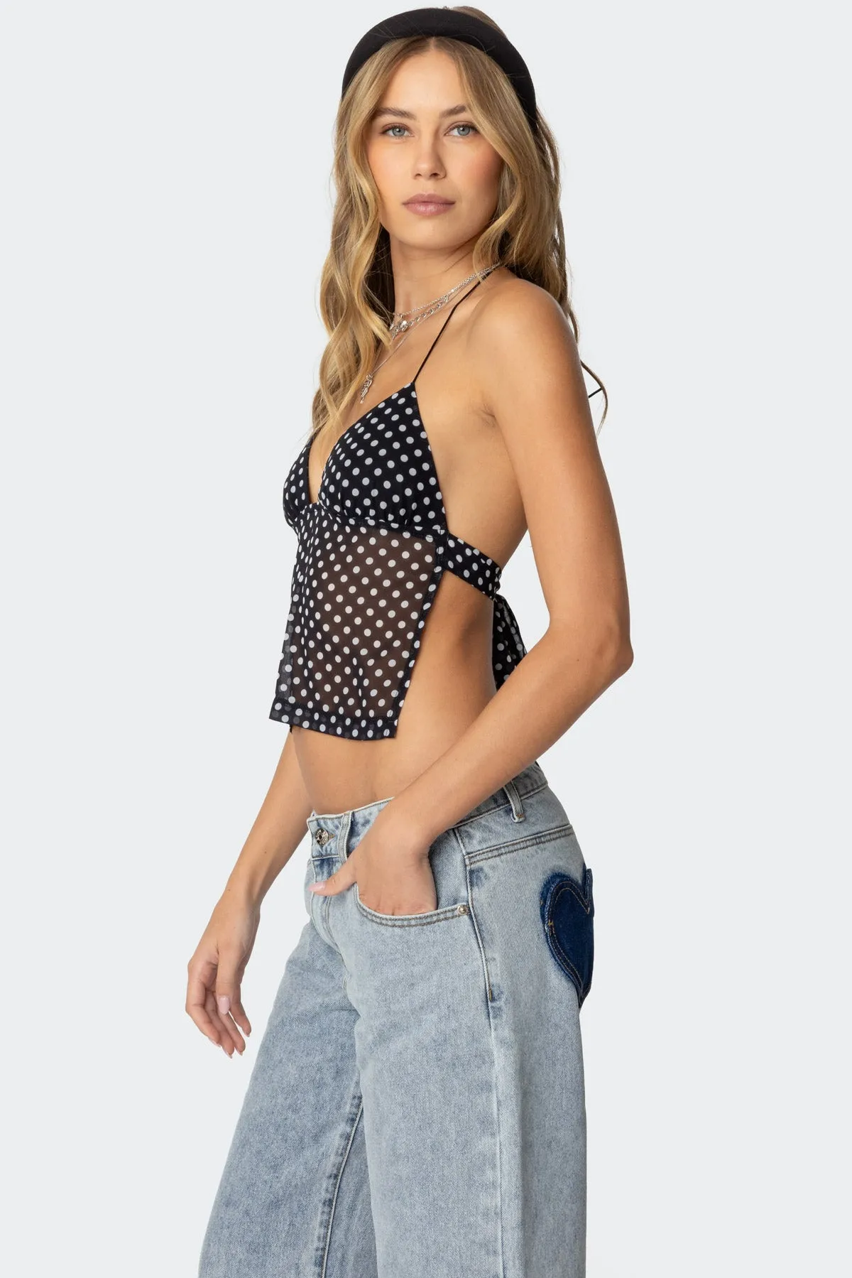 Polka Dot Backless Chiffon Top sold by Edikted product image thumbnail 3