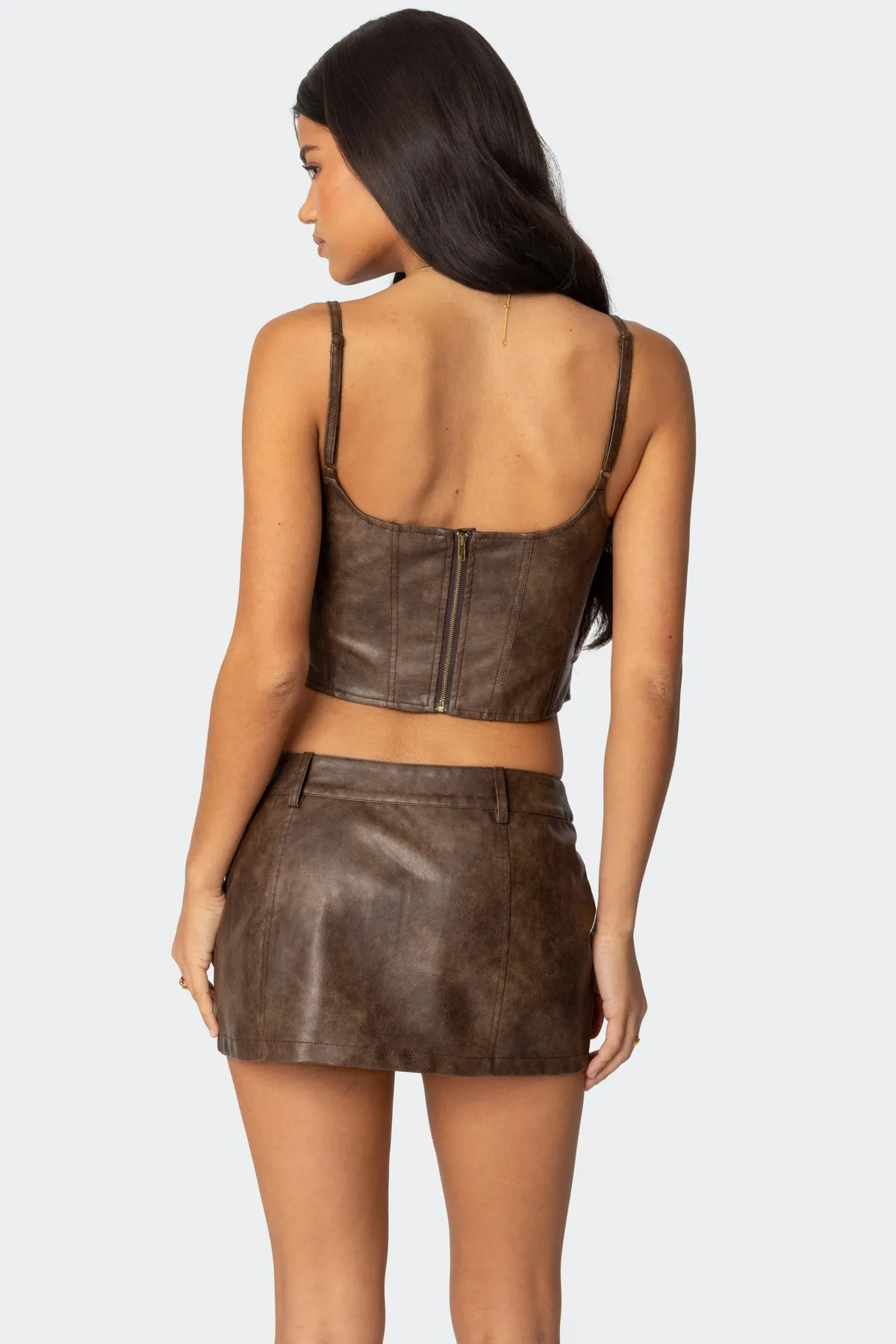 Scout Zip Up Faux Leather Corset sold by Edikted product image thumbnail 5
