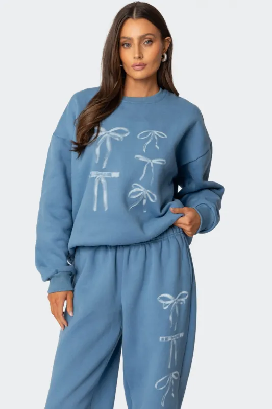 Bow Bliss Oversized Sweatshirt sold by Edikted