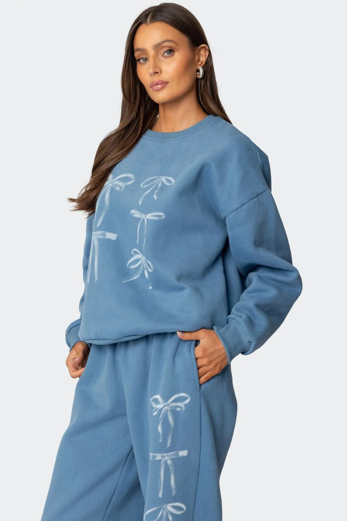 Bow Bliss Oversized Sweatshirt sold by Edikted product image thumbnail 3