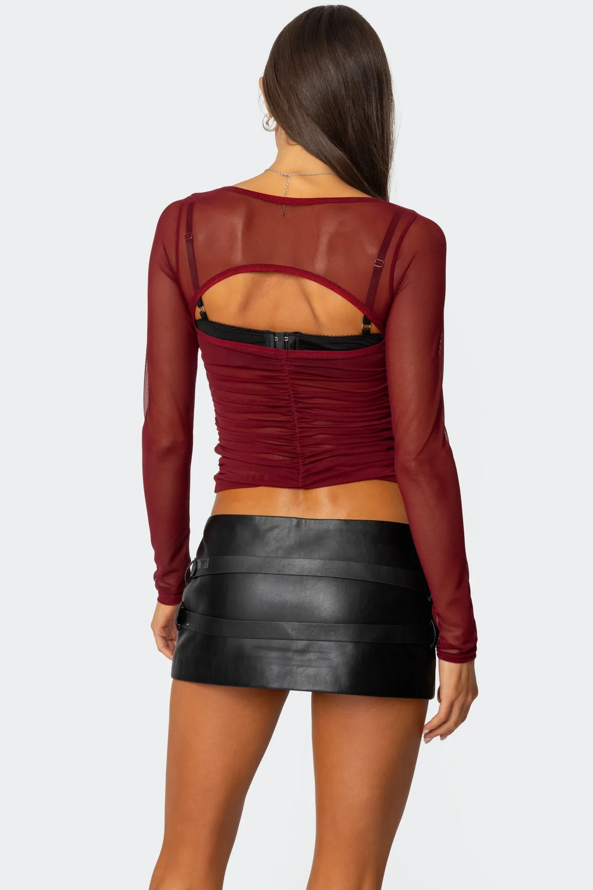 Tristina Ruched Mesh Bra Top sold by Edikted product image thumbnail 4