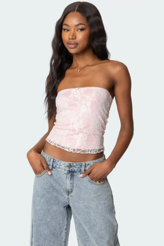 Allison Lace Tube Top sold by Edikted