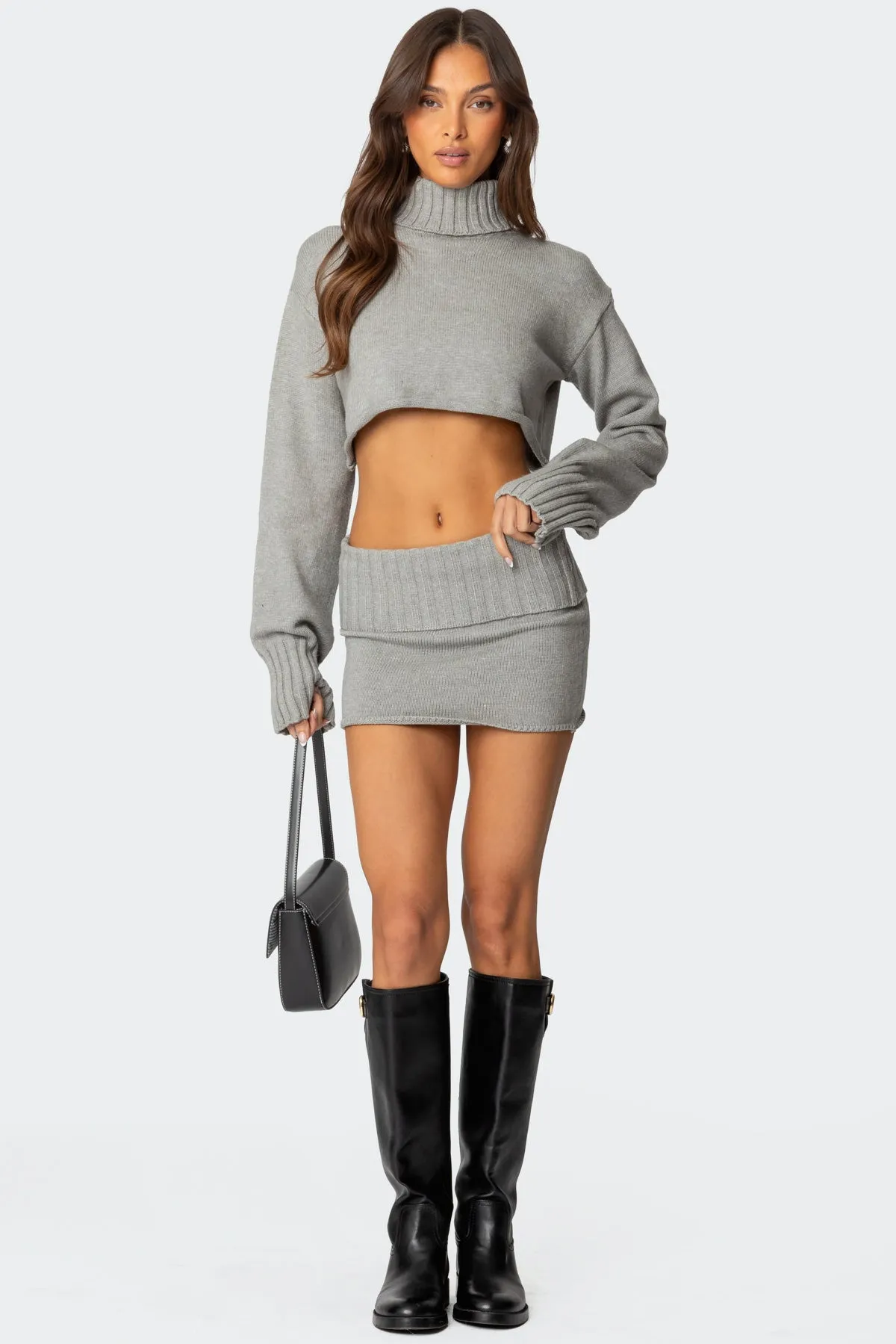 Gino Cropped Turtle Neck Sweater sold by Edikted product image thumbnail 2