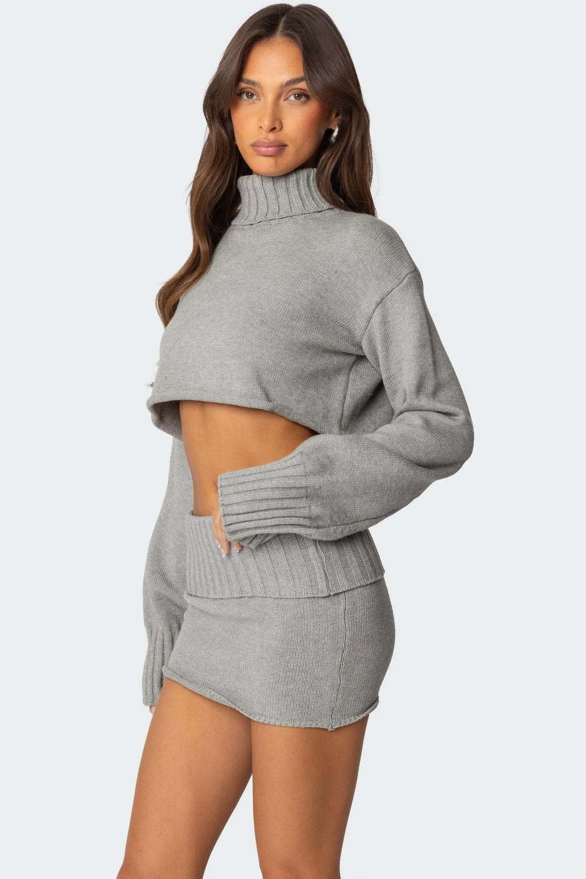 Gino Cropped Turtle Neck Sweater sold by Edikted product image thumbnail 3