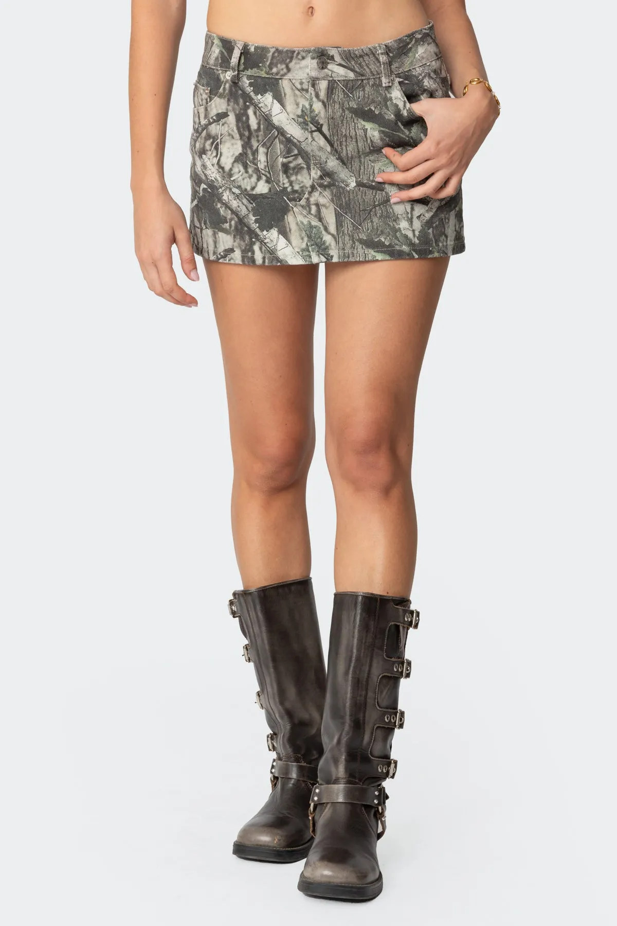 Camo Denim Mini Skirt sold by Edikted product image thumbnail 2