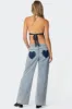 Contrast Heart Washed Low Rise Jeans sold by Edikted