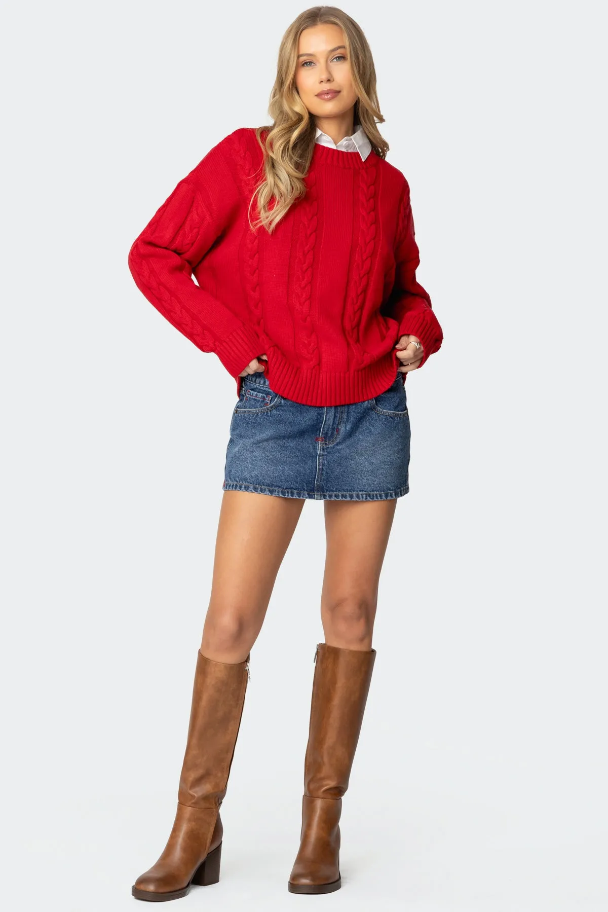 Embroidered Pocket Denim Mini Skirt sold by Edikted product image thumbnail 3