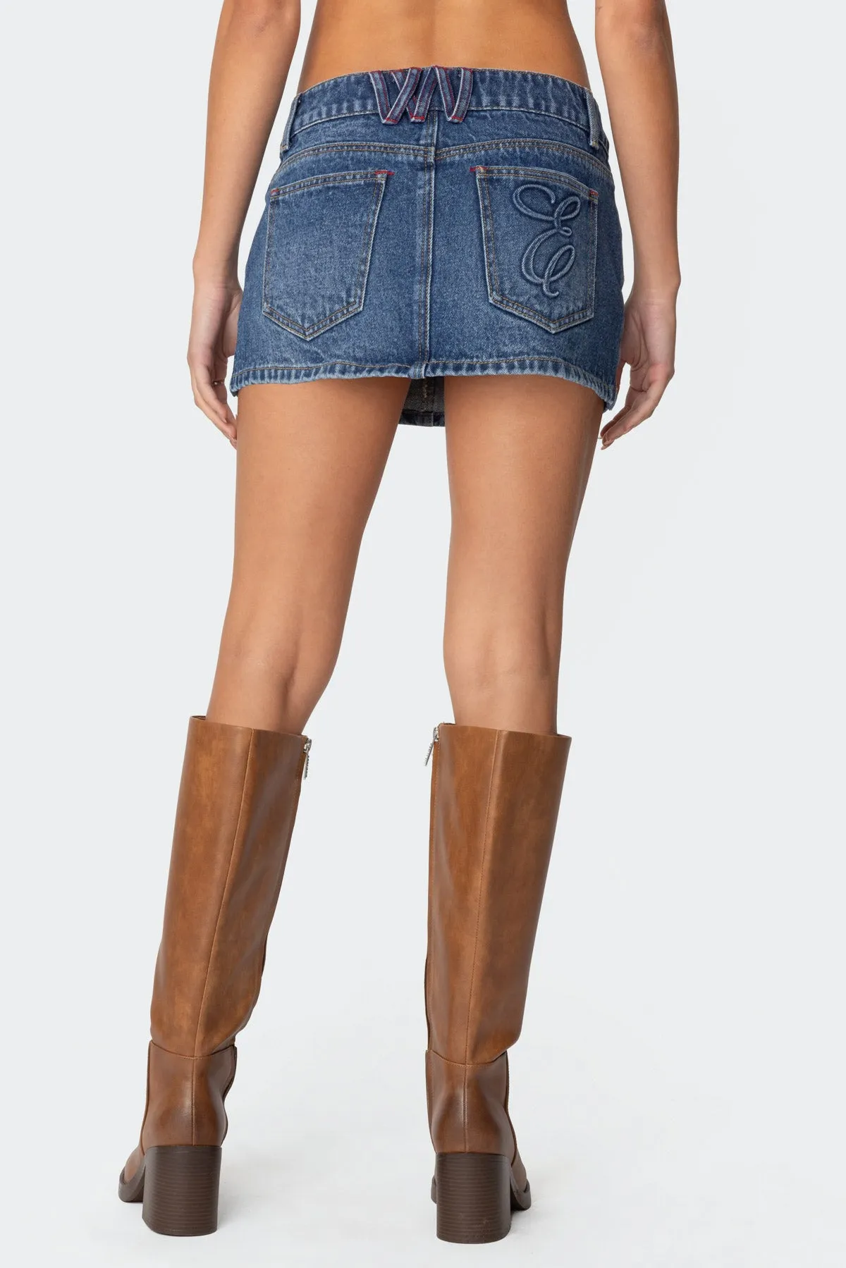 Embroidered Pocket Denim Mini Skirt sold by Edikted product image thumbnail 5