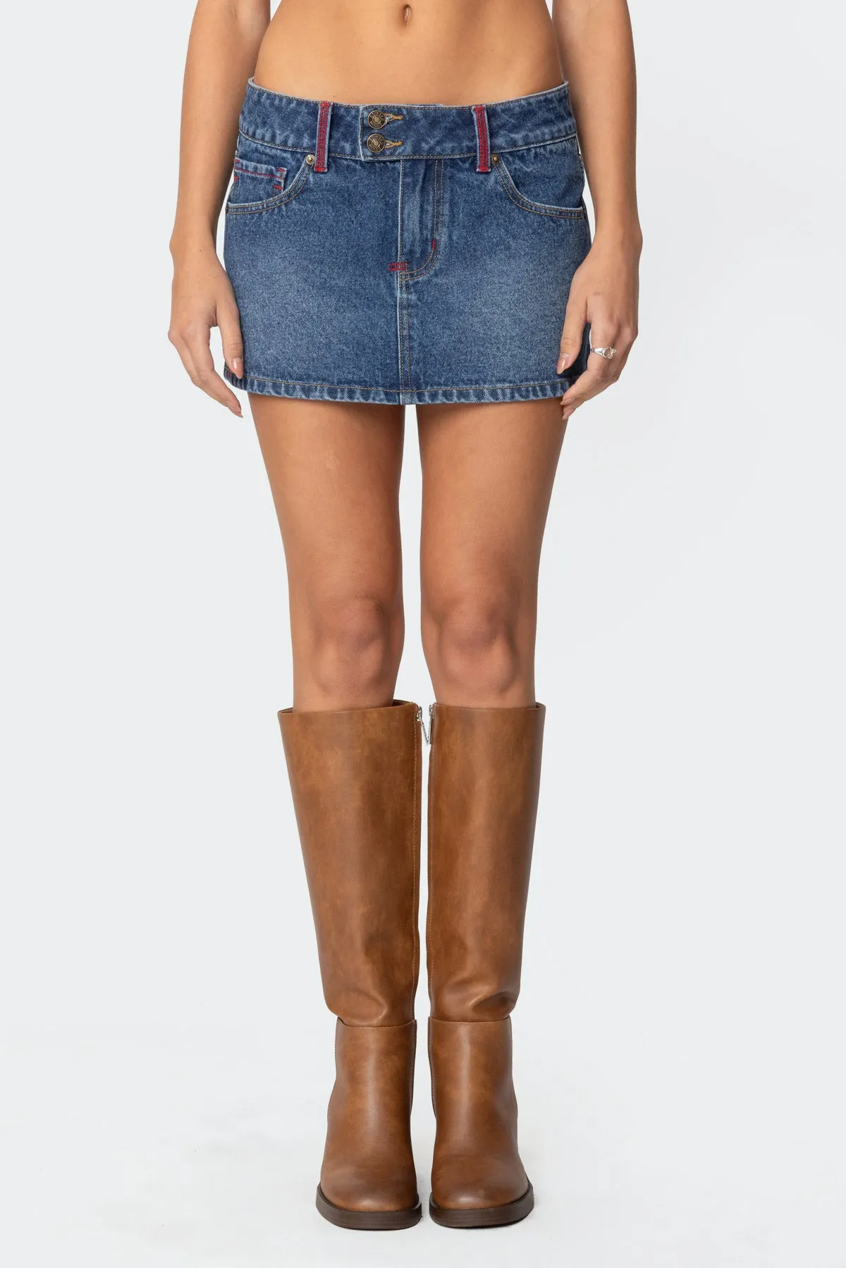 Embroidered Pocket Denim Mini Skirt sold by Edikted product image thumbnail 2
