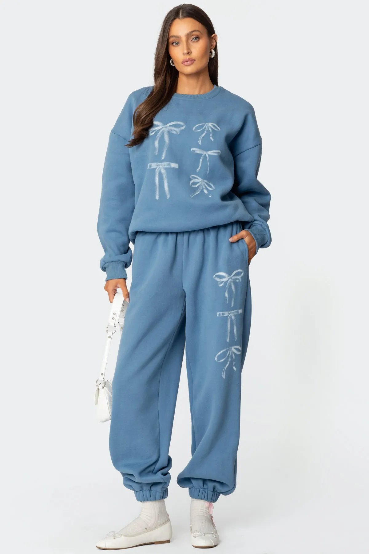 Bow Bliss Oversized Sweatpants sold by Edikted