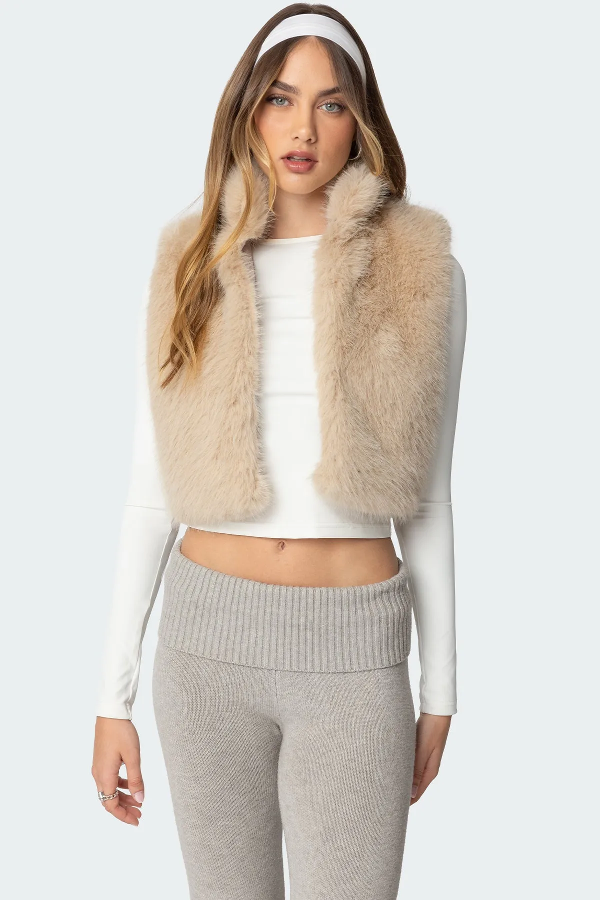 Cassandra Faux Fur Vest sold by Edikted