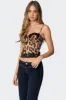 Lacey Satin Effect Leopard Print Corset sold by Edikted