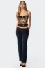 Lacey Satin Effect Leopard Print Corset sold by Edikted