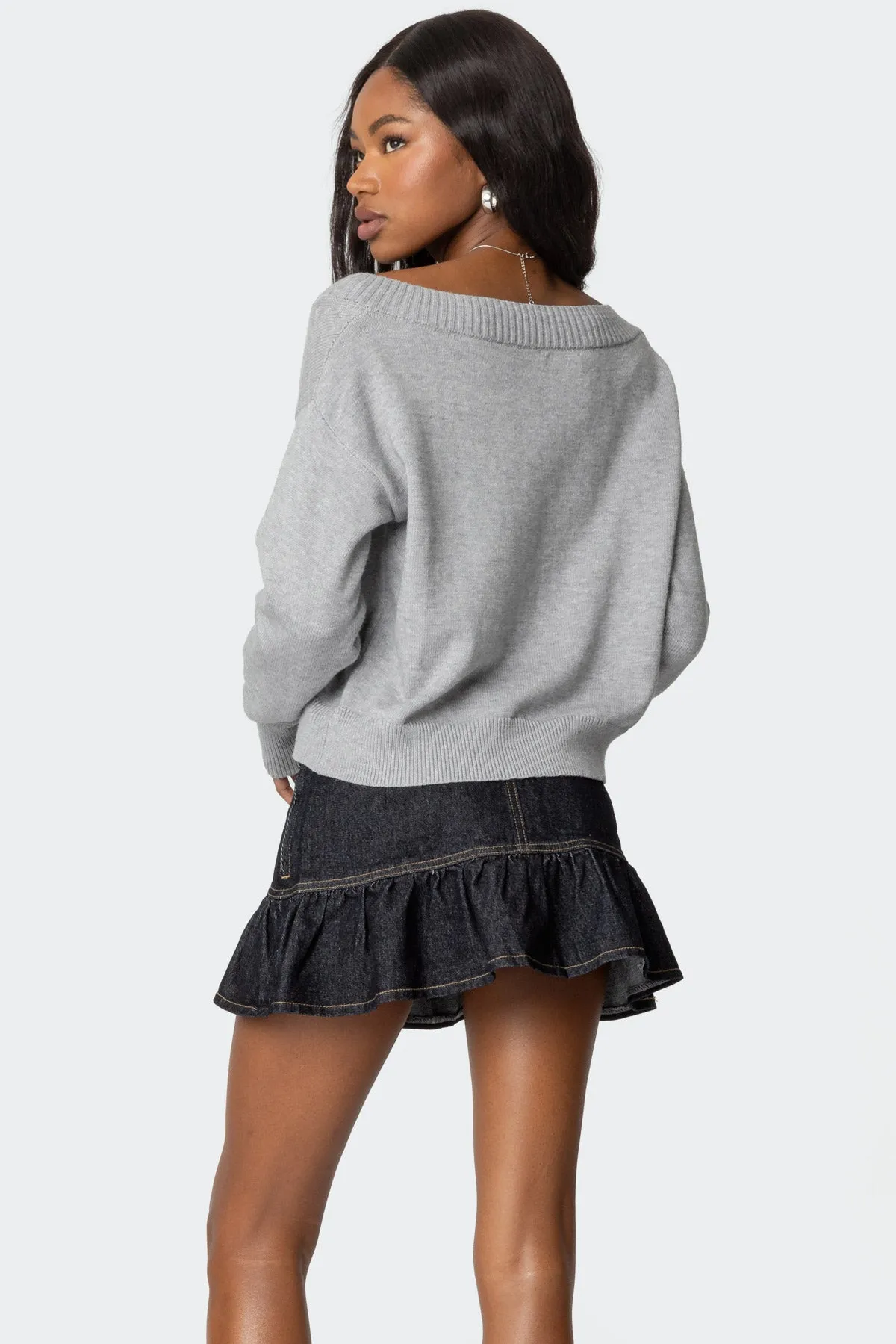 Eli Oversized V Neck Sweater sold by Edikted product image thumbnail 5