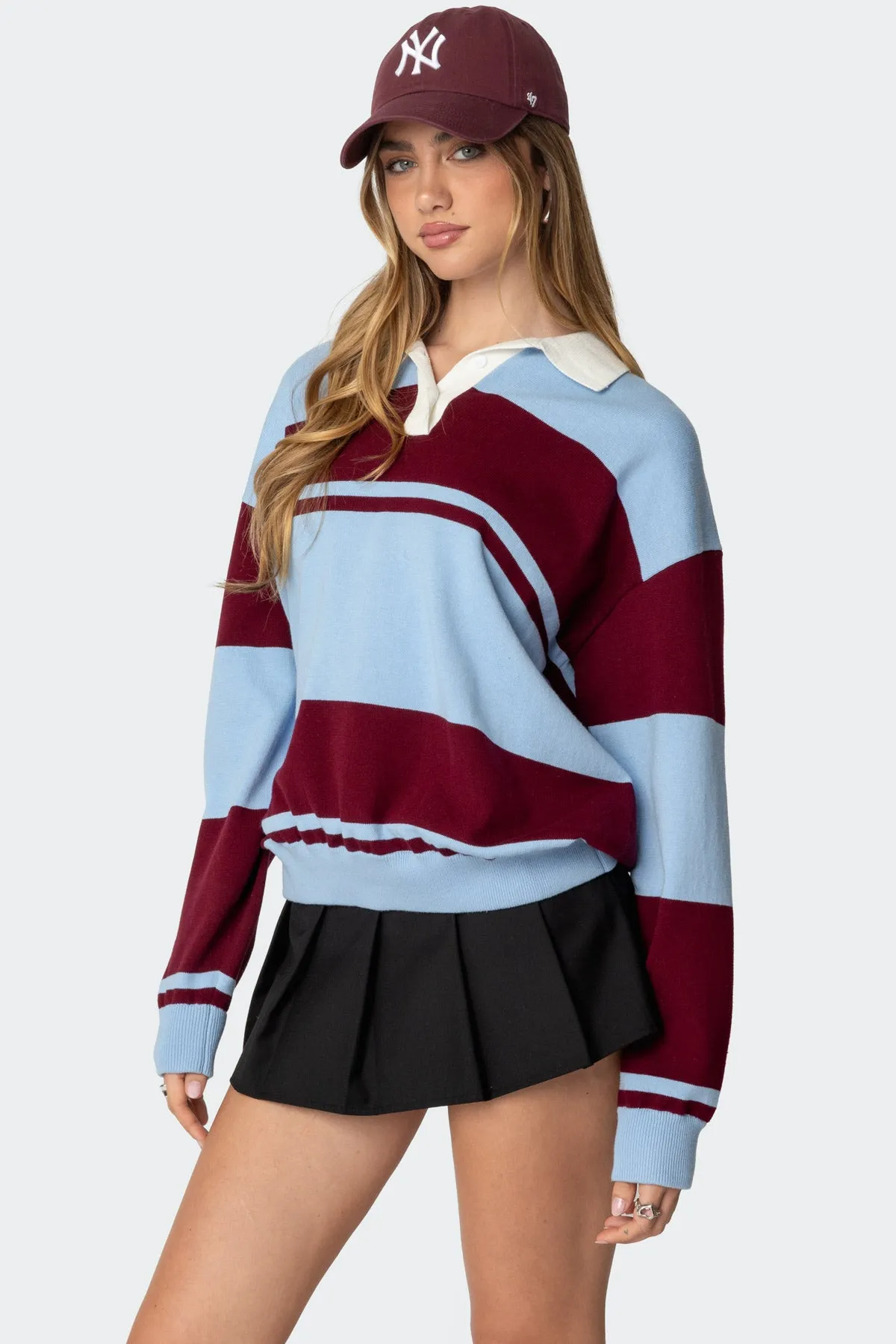 Kian Striped Polo Sweater sold by Edikted product image thumbnail 3