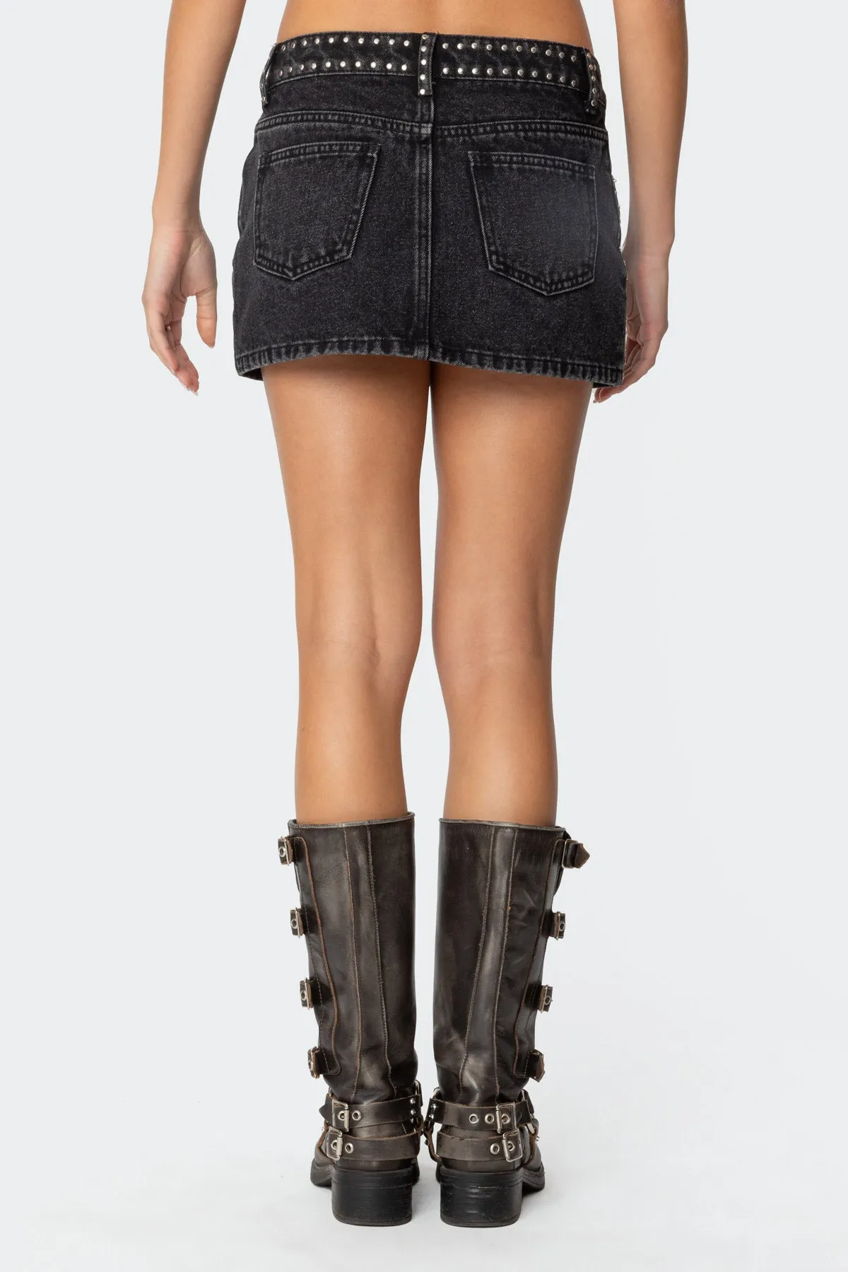 Mia Studded Denim Mini Skirt sold by Edikted product image thumbnail 4