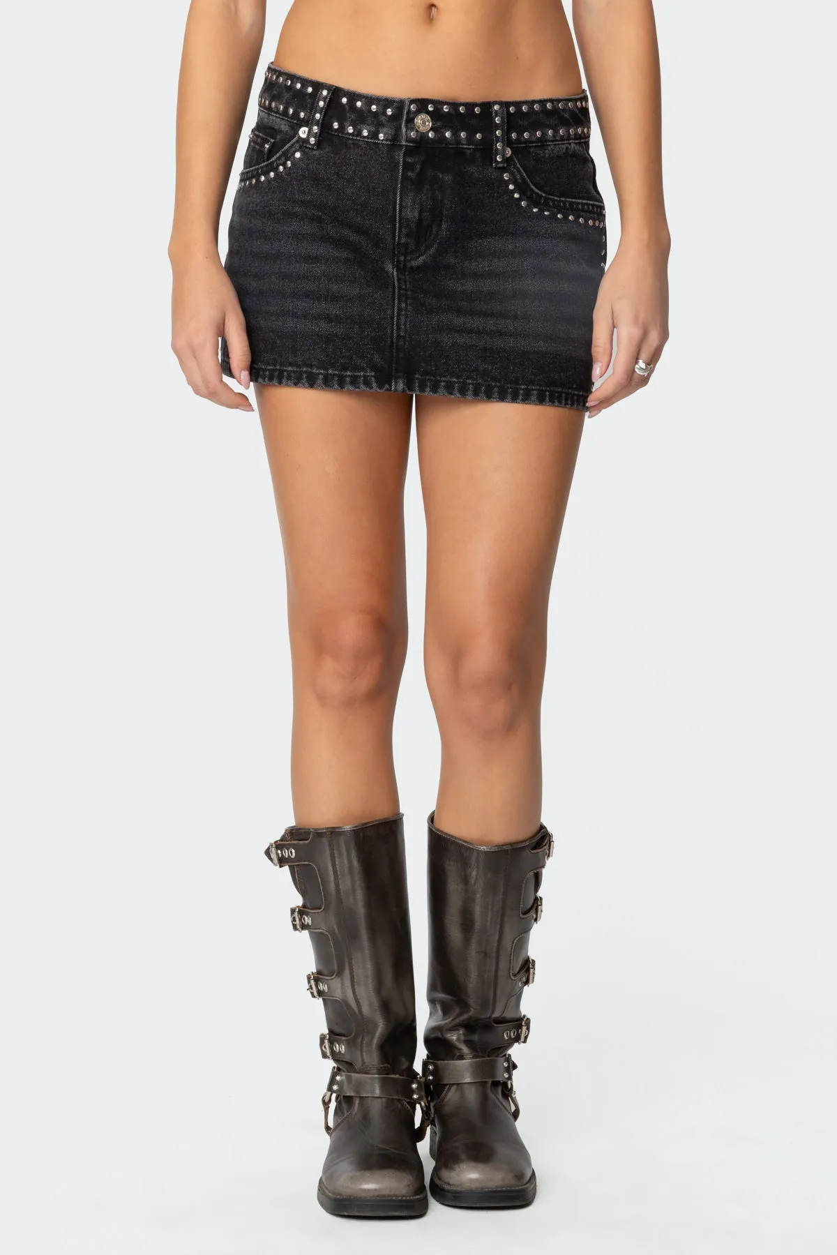 Mia Studded Denim Mini Skirt sold by Edikted product image thumbnail 2