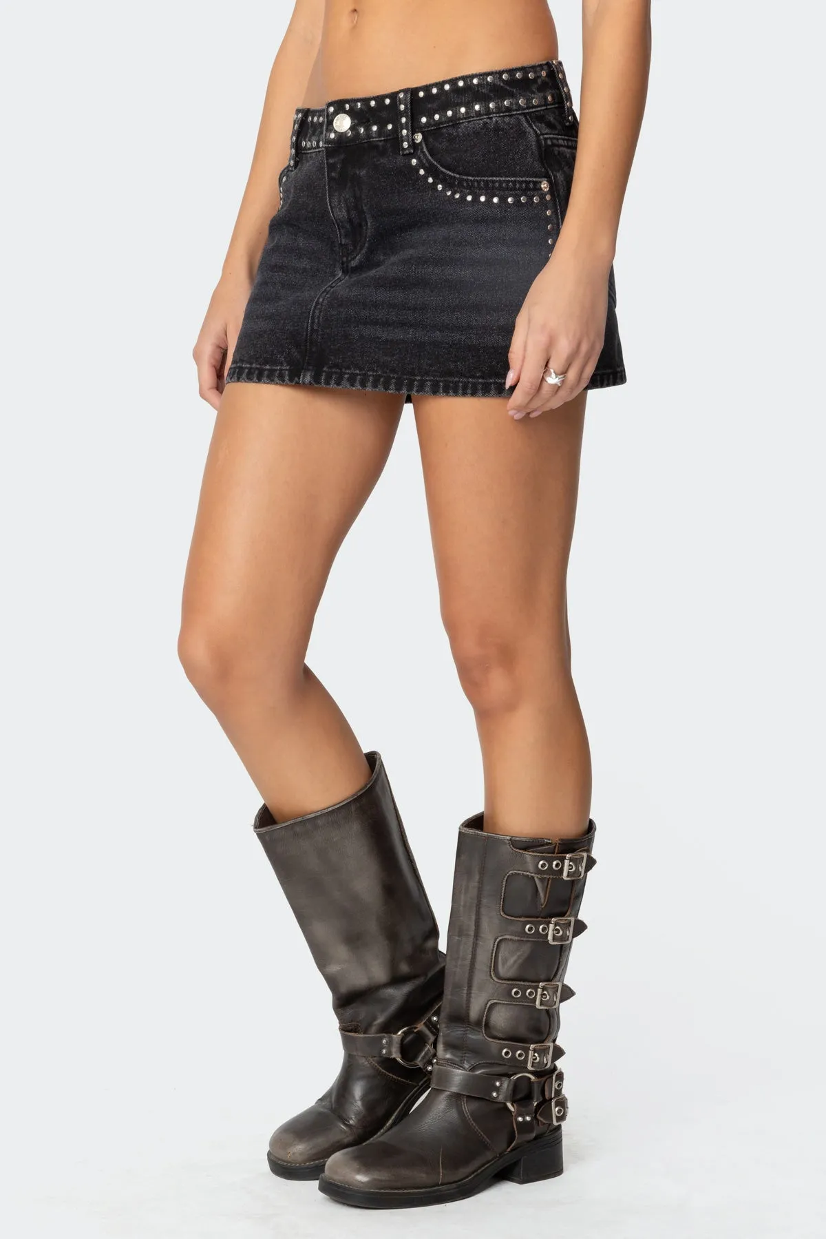 Mia Studded Denim Mini Skirt sold by Edikted product image thumbnail 3