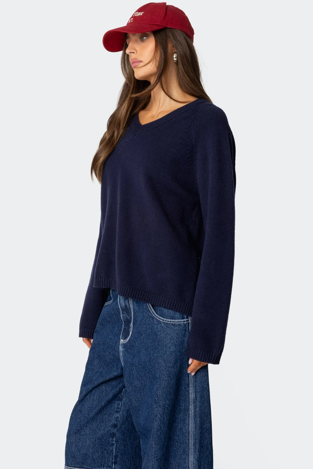 Martha Oversized V Neck Sweater sold by Edikted product image thumbnail 3