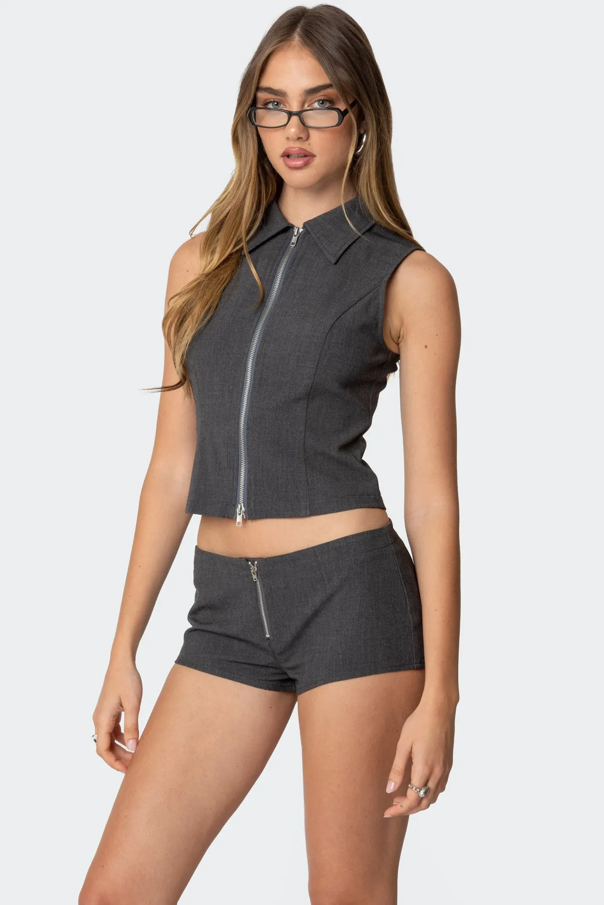 Allie Collared Zip Up Top sold by Edikted product image thumbnail 3