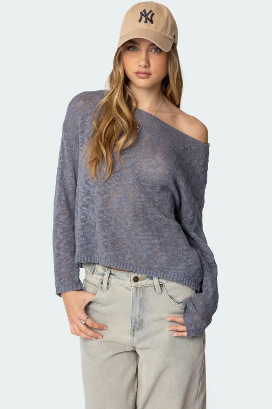 Bri Oversized Boat Neck Sweater sold by Edikted