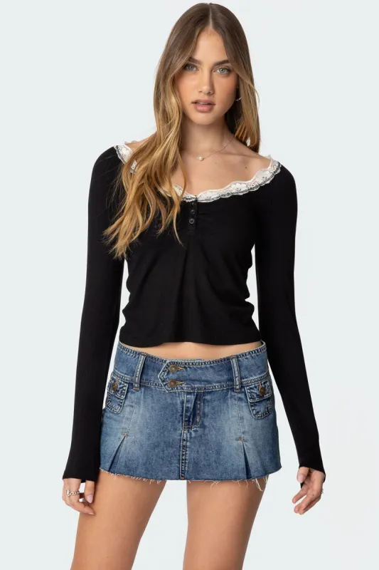Tracey Lace Trim Top sold by Edikted