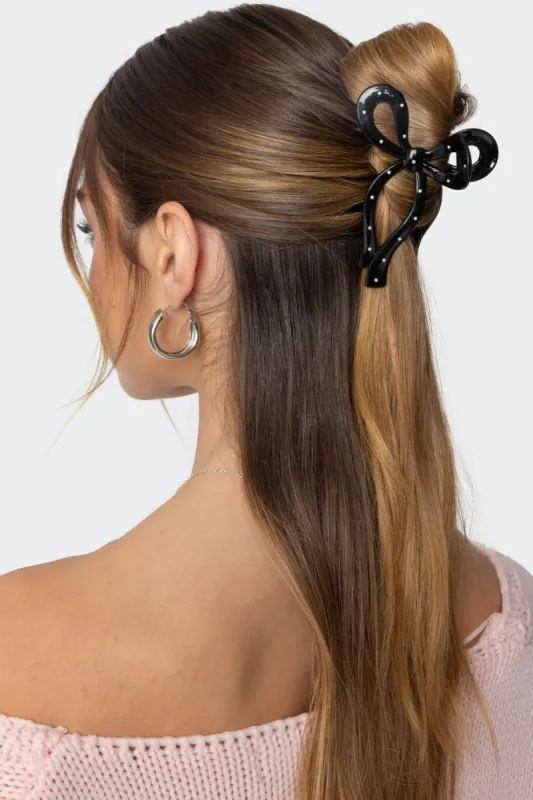 Polka Dot Bow Hair Clip sold by Edikted