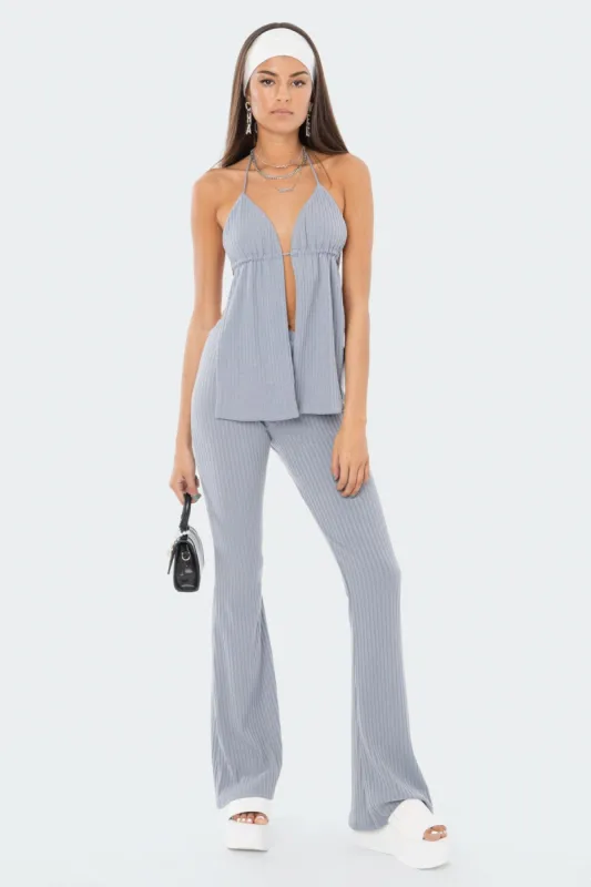Claire Ribbed Flared Pants sold by Edikted