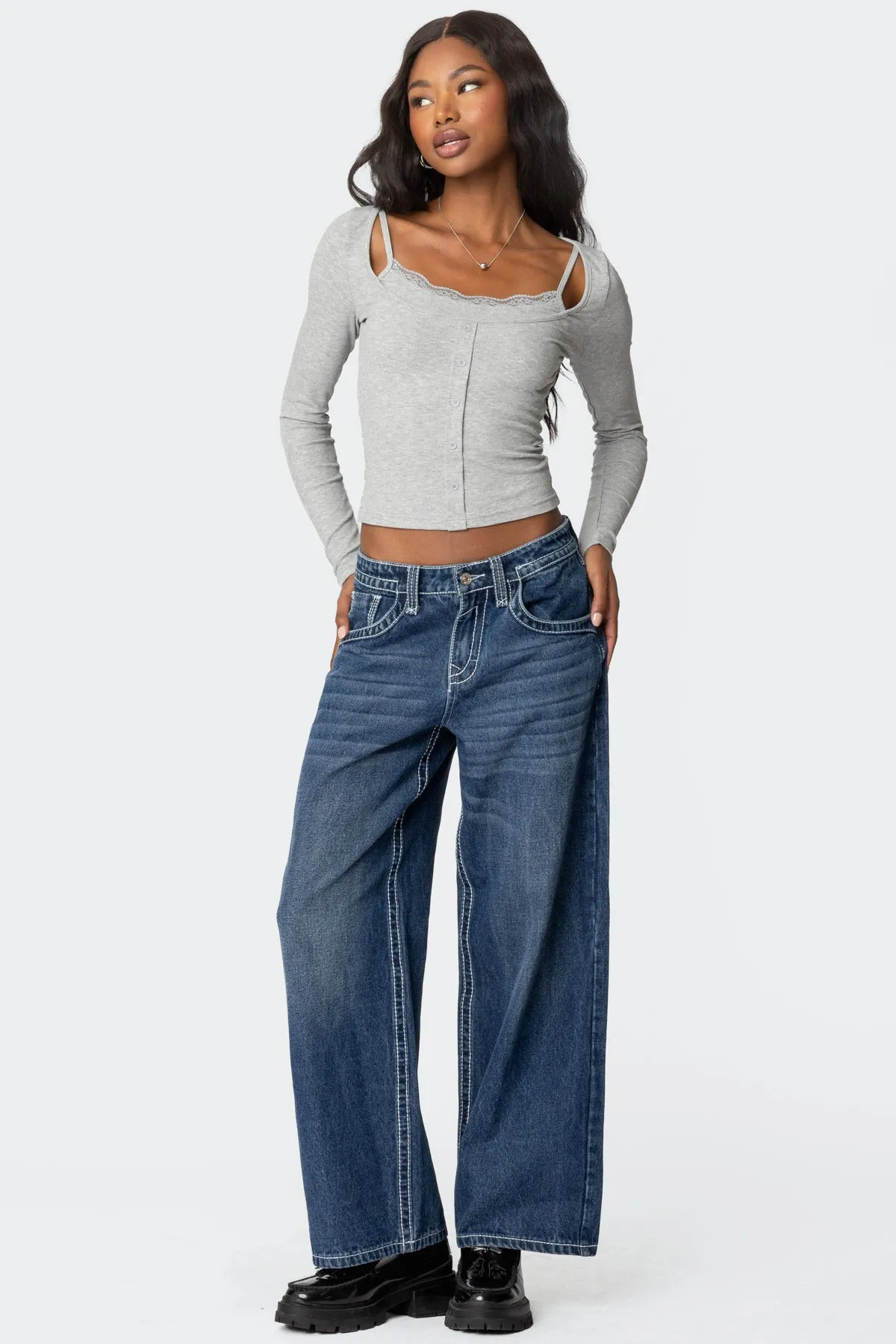 Josi Layered Ribbed Top sold by Edikted product image thumbnail 4