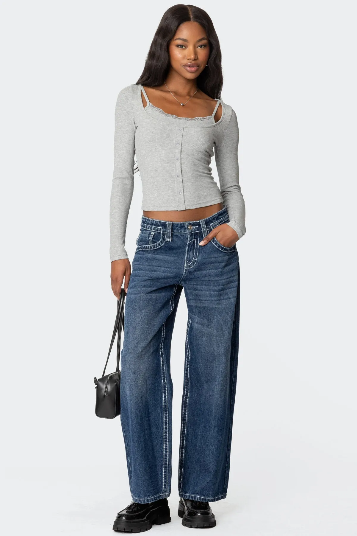 Josi Layered Ribbed Top sold by Edikted product image thumbnail 2