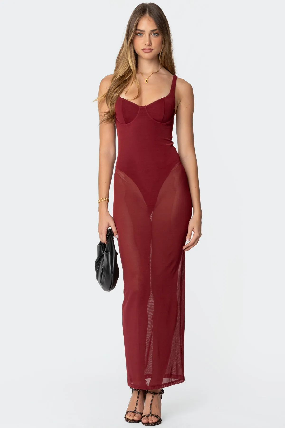 Mesh Built In Bodysuit Maxi Dress sold by Edikted product image thumbnail 5