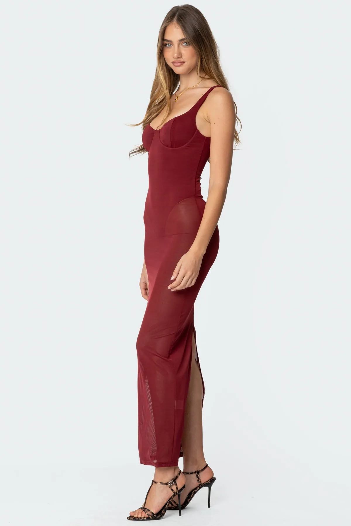 Mesh Built In Bodysuit Maxi Dress sold by Edikted product image thumbnail 2