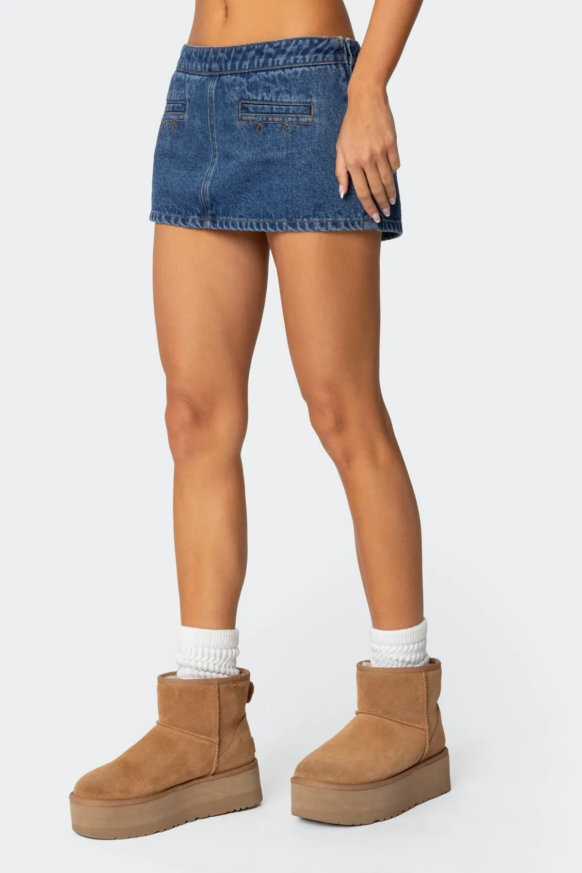 Anita Denim Mini Skort sold by Edikted product image thumbnail 3