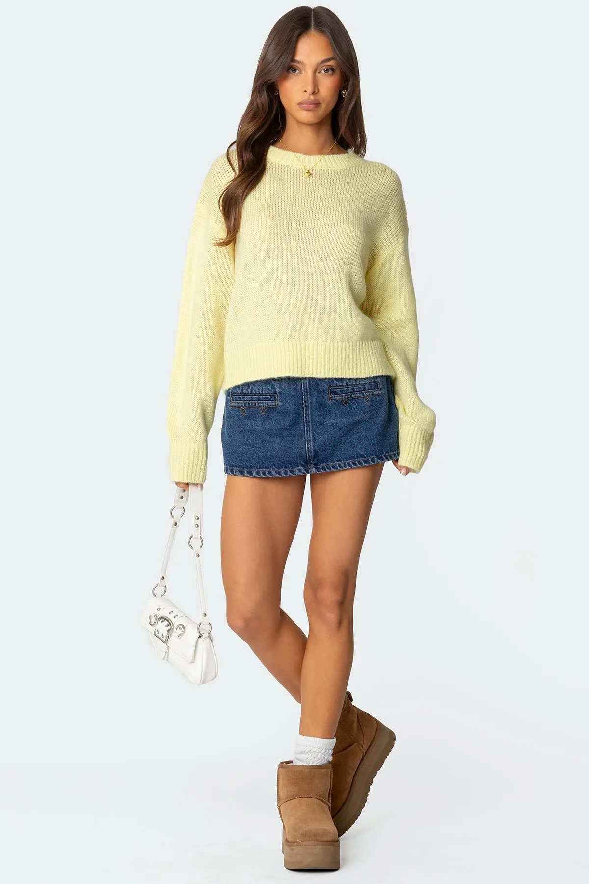 Anita Denim Mini Skort sold by Edikted
