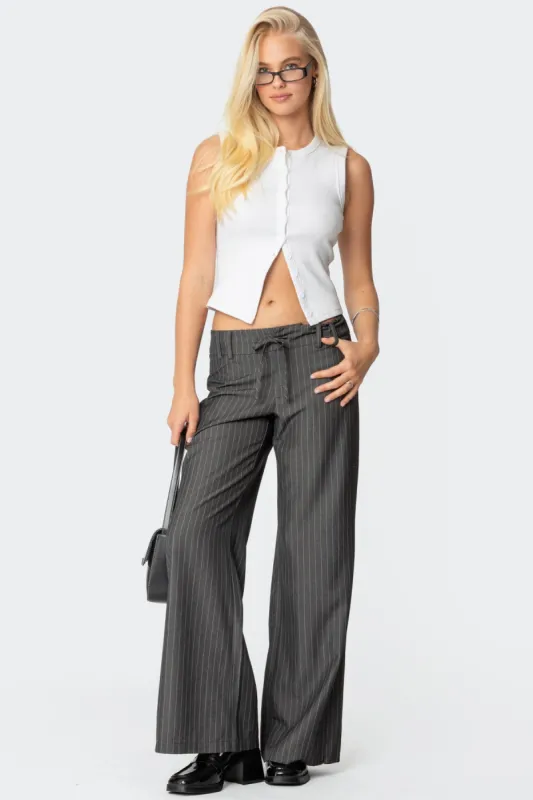 Mayla Wide Leg Pinstripe Trousers sold by Edikted