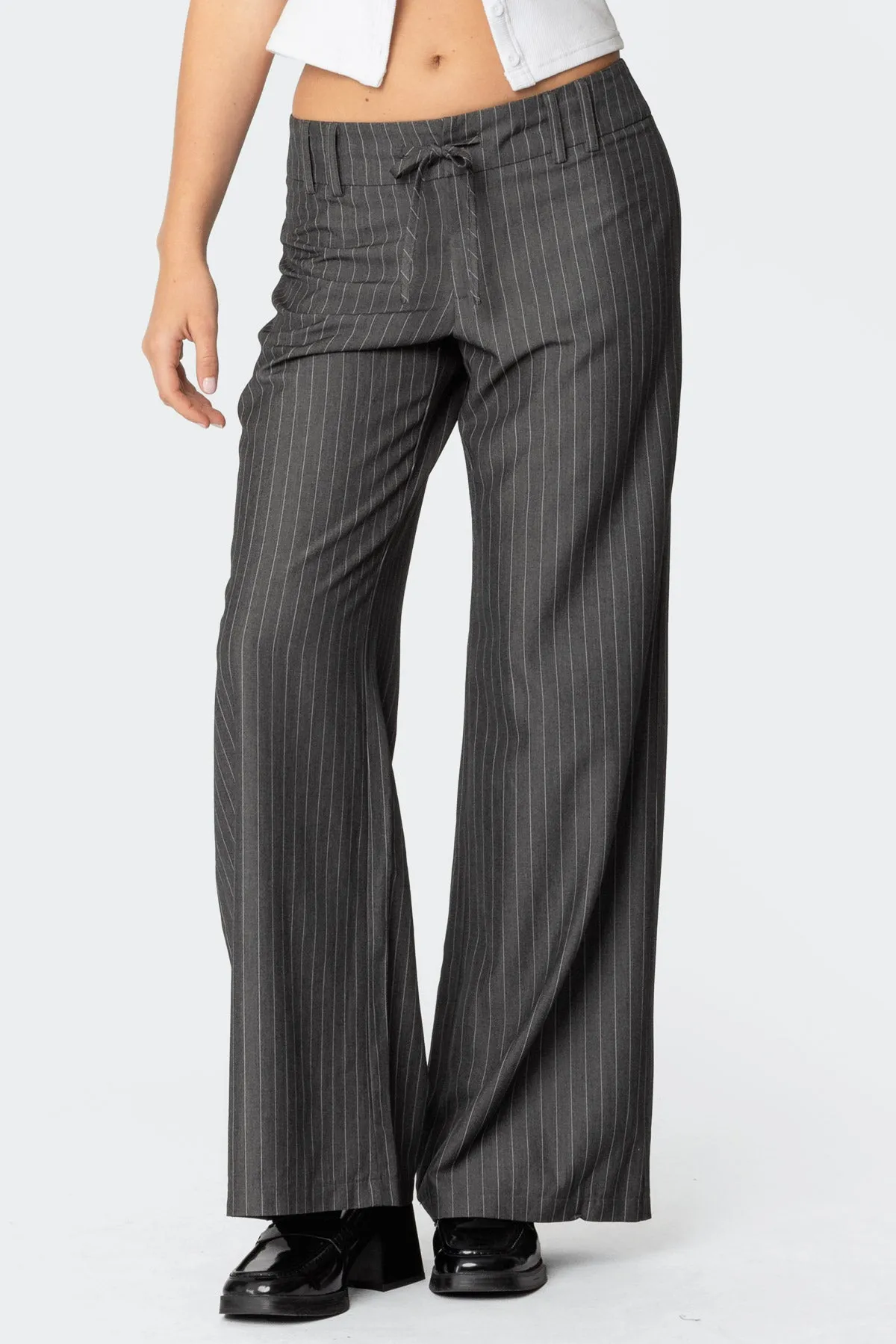 Mayla Wide Leg Pinstripe Trousers sold by Edikted product image thumbnail 2